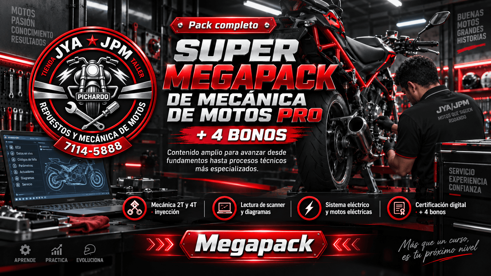 Super Megapack de Mecánica de Motos PRO + 4 bonos